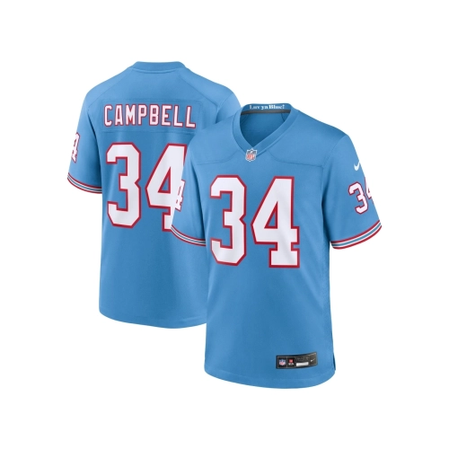 Mens Tennessee Titans Earl Campbell Light Blue Oilers Throwback Retired Player Game Jersey