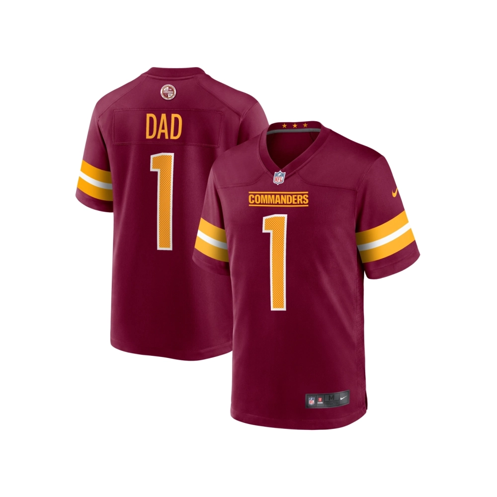 Mens Washington Commanders Number 1 Dad Burgundy Game Jersey