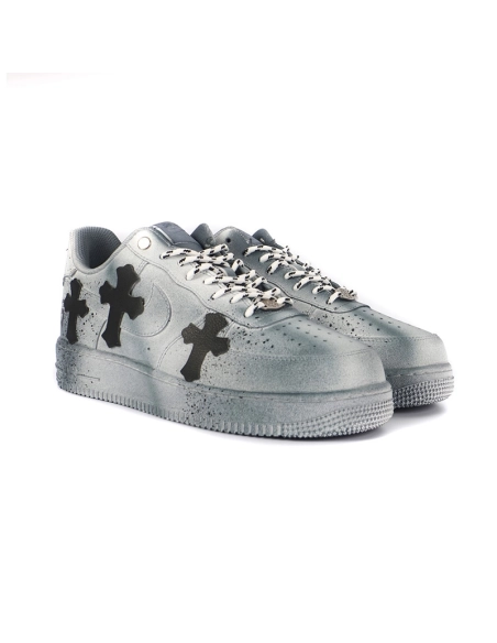 Air Force 107 LowWhite Blue Chrome Hearts,NIKE AIR FORCE,NIKE SHOES Reps