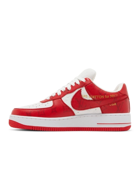 Louis Vuitton x Air Force 1 Low White Comet Red,NIKE AIR FORCE,NIKE SHOES Reps