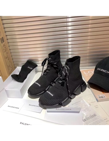 Balenciaga Speed 2.0 LaceUp Trainers in black recycled knit,BALENCIAGA SPEED,BALENCIAGA