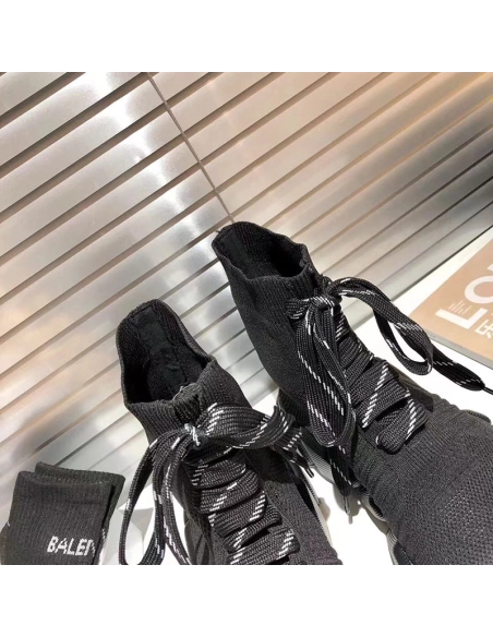 Balenciaga Speed 2.0 LaceUp Trainers in black recycled knit,BALENCIAGA SPEED,BALENCIAGA