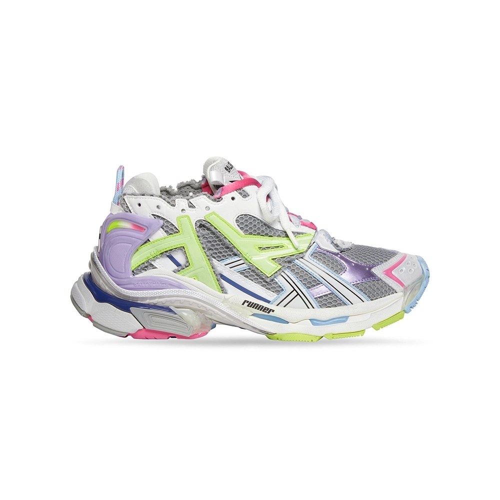 Balenciaga Runner Leather Free Grey Light Purple Neon Yellow White,Balenciaga Runner,BALENCIAGA
