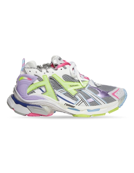 Balenciaga Runner Leather Free Grey Light Purple Neon Yellow White,Balenciaga Runner,BALENCIAGA