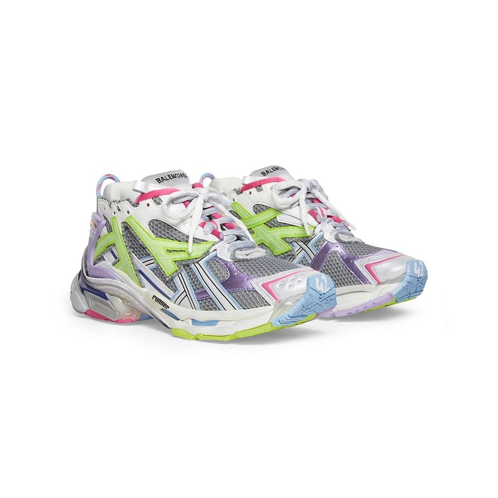 Balenciaga Runner Leather Free Grey Light Purple Neon Yellow White,Balenciaga Runner,BALENCIAGA