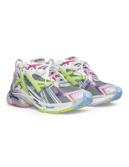Balenciaga Runner Leather Free Grey Light Purple Neon Yellow White,Balenciaga Runner,BALENCIAGA