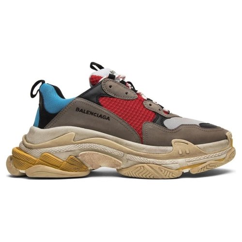 BALENCIAGA TRIPLE S GREY BLUE RED,BALENCIAGA TRIPLE S,BALENCIAGA