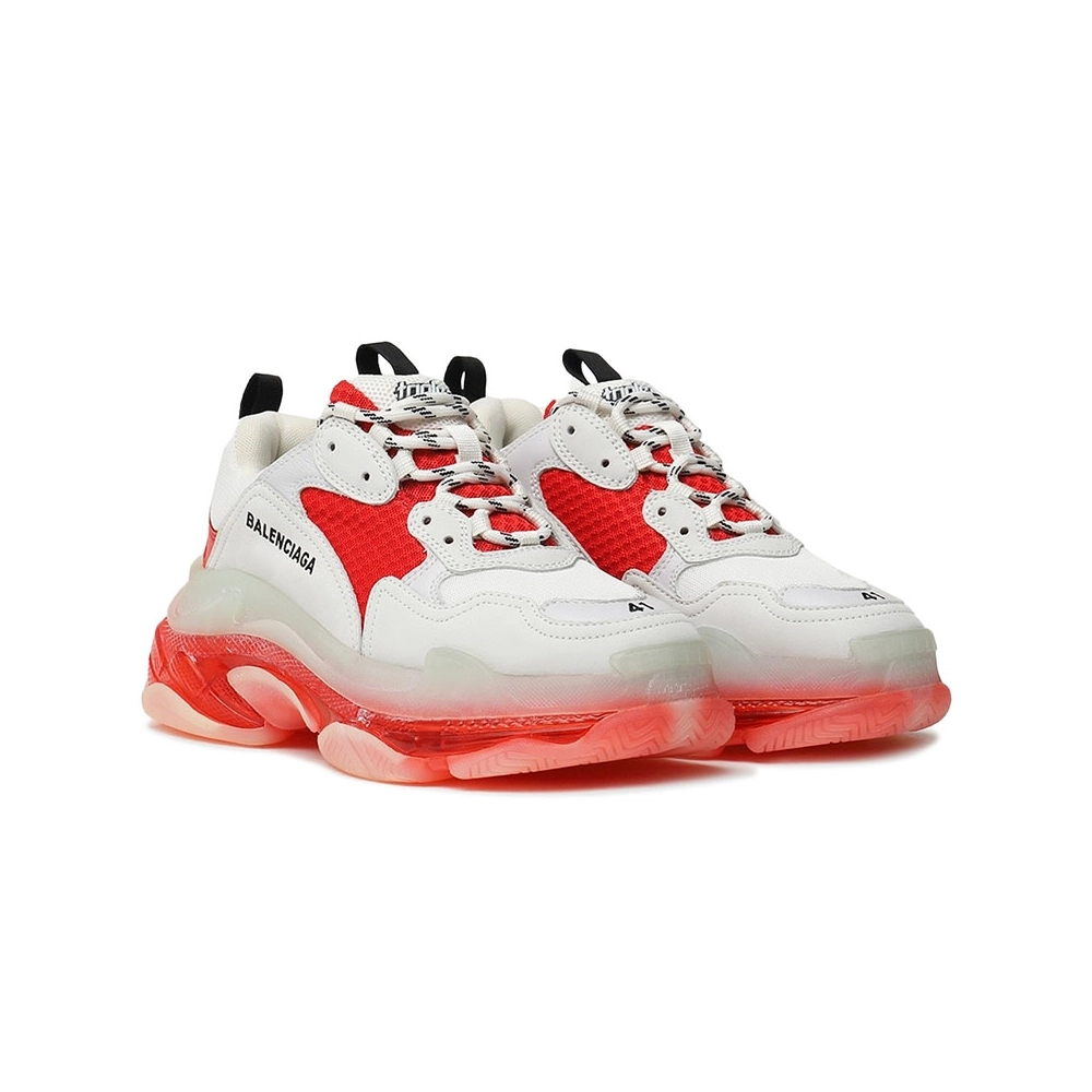 BALENCIAGA TRIPLE S CLEAR SOLE WHITE RED,BALENCIAGA TRIPLE S,BALENCIAGA