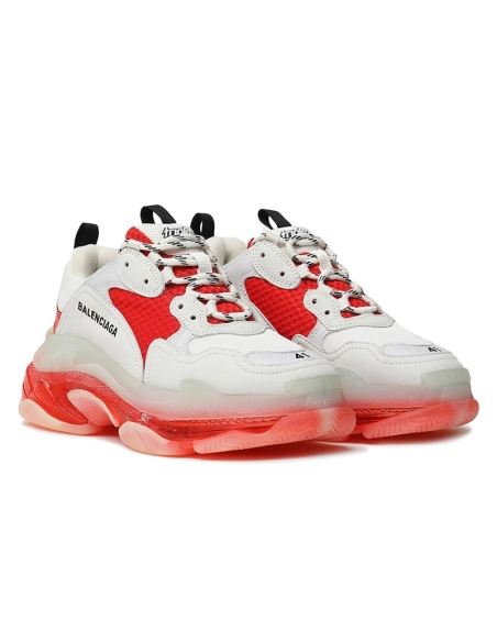 BALENCIAGA TRIPLE S CLEAR SOLE WHITE RED,BALENCIAGA TRIPLE S,BALENCIAGA