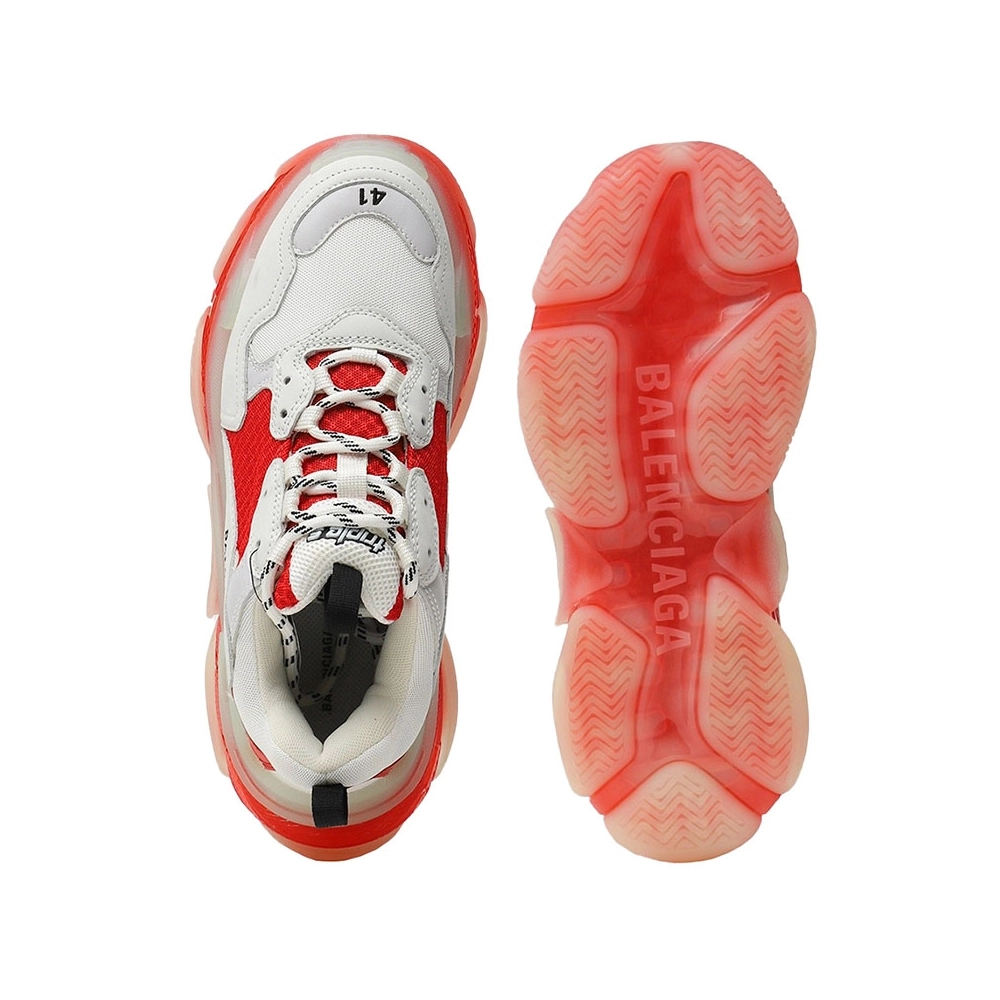 BALENCIAGA TRIPLE S CLEAR SOLE WHITE RED,BALENCIAGA TRIPLE S,BALENCIAGA