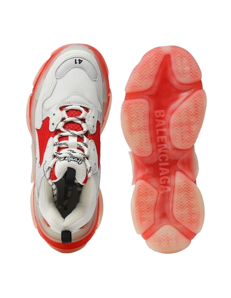 BALENCIAGA TRIPLE S CLEAR SOLE WHITE RED,BALENCIAGA TRIPLE S,BALENCIAGA