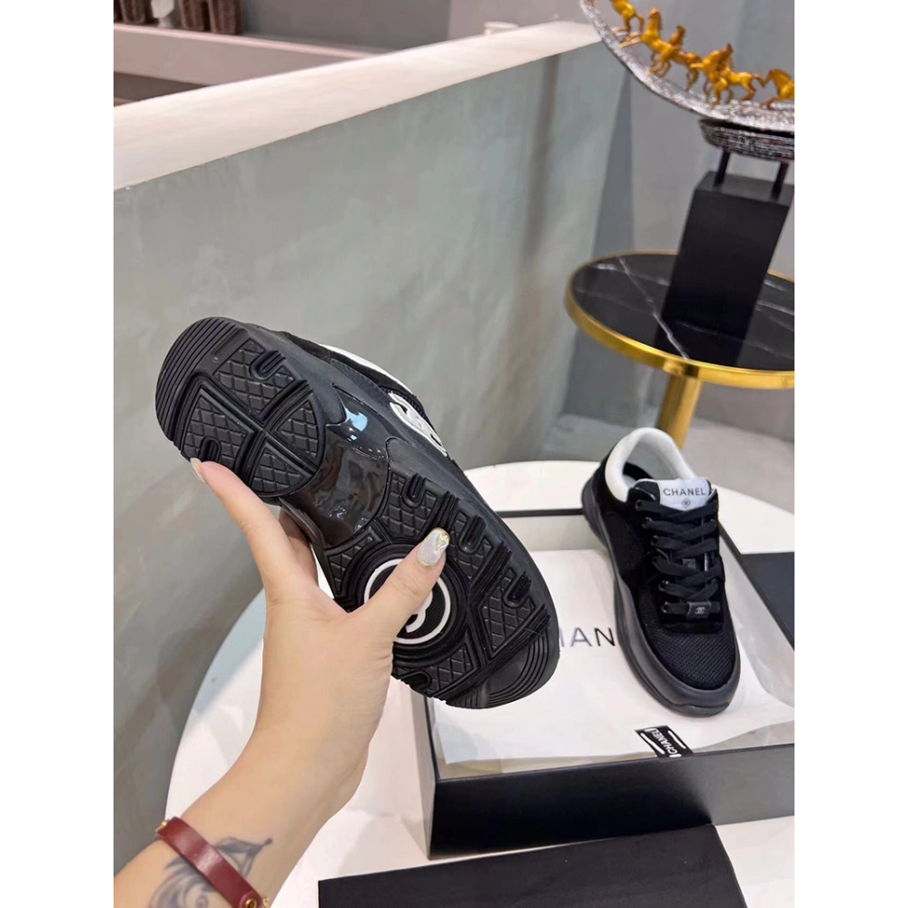 Chanel Low Top Trainer Black White,CHANEL SNEAKERS,Other Brand Reps Sneakers