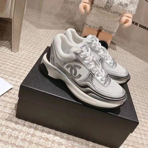 Chanel CC Logo Sneaker White Silver,CHANEL SNEAKERS,Other Brand Reps Sneakers