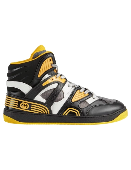Gucci Basket High Black Demetra Yellow,GUCCI SHOES Reps,Other Brand Reps Sneakers