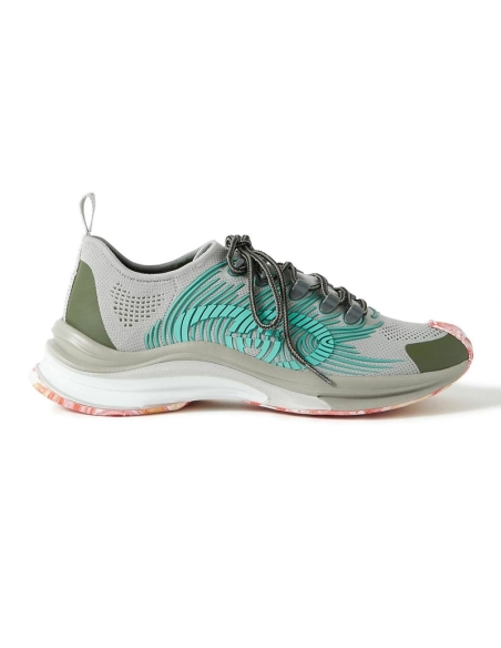 GUCCI Run Rubber Trimmed Mesh Reps Sneakers Gray,GUCCI SHOES Reps,Other Brand Reps Sneakers