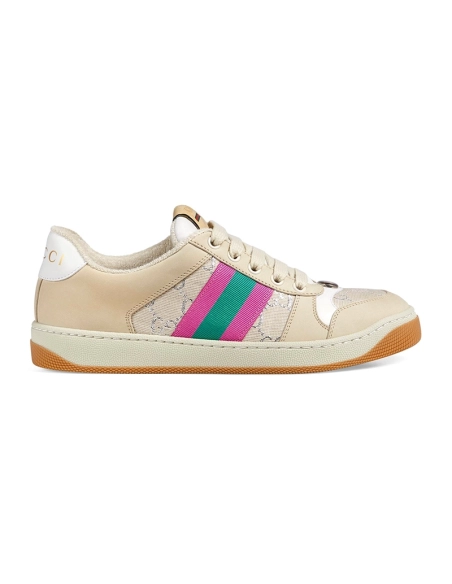 Gucci Screener White GG Lam¨¦,GUCCI SHOES Reps,Other Brand Reps Sneakers