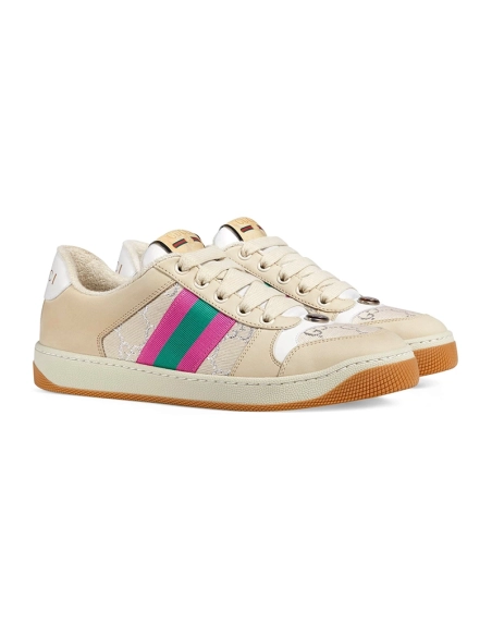 Gucci Screener White GG Lam¨¦,GUCCI SHOES Reps,Other Brand Reps Sneakers