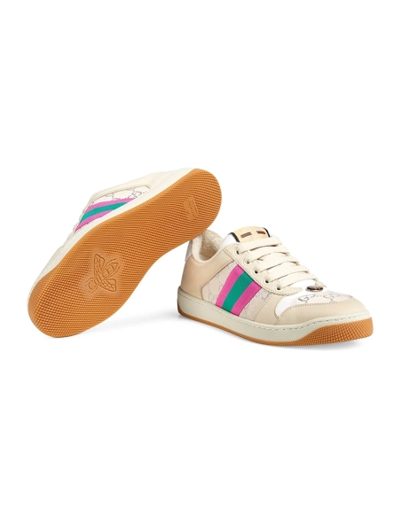 Gucci Screener White GG Lam¨¦,GUCCI SHOES Reps,Other Brand Reps Sneakers