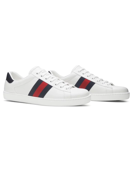 Gucci Ace Leather White Blue,GUCCI SHOES Reps,Other Brand Reps Sneakers