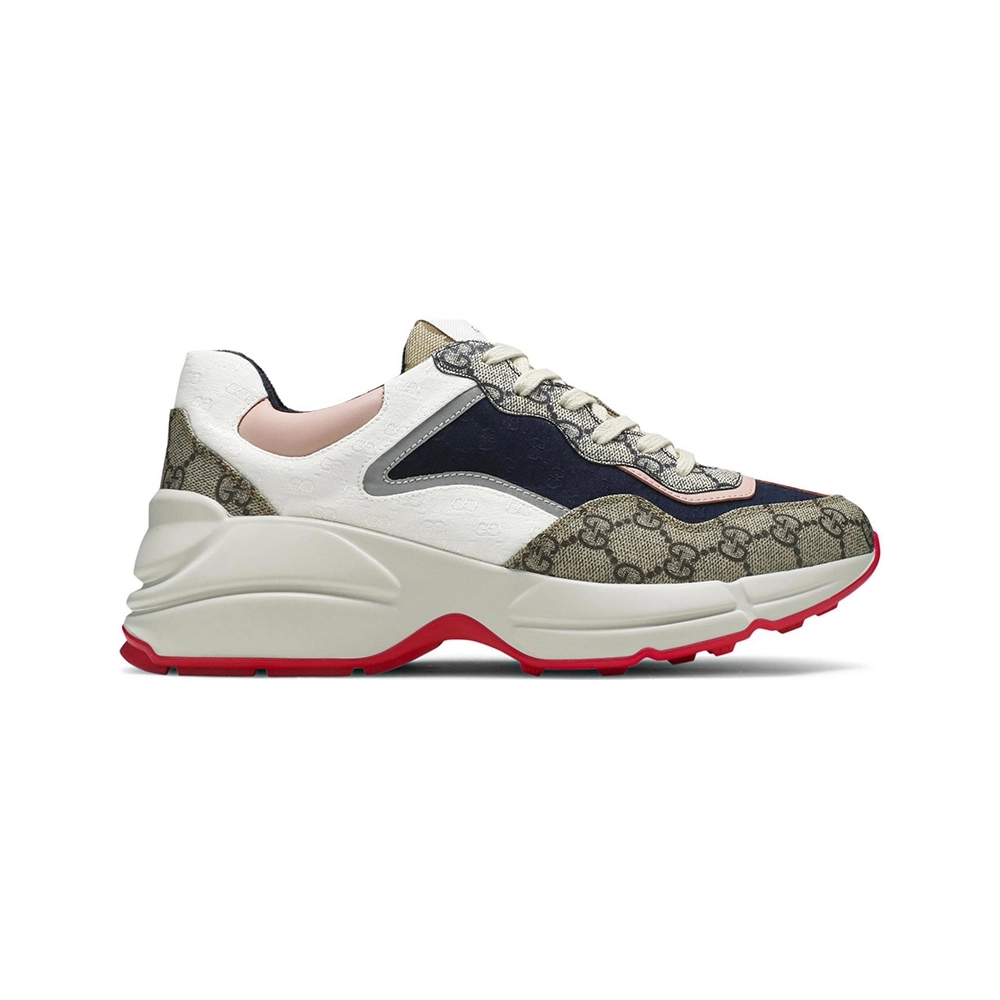 GUCCI WMNS GG RHYTON BEIGE WHITE PINK,GUCCI SHOES Reps,Other Brand Reps Sneakers