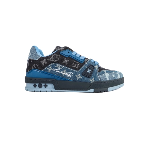 Louis Vuitton Mens Trainer Blue Denim Monogram Reps Sneakers,Louis Vuitton Trainer,LOUIS VUITTON Reps Sneakers,Other Brand Reps 