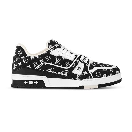 Louis Vuitton Trainer Black Monogram Textile,Louis Vuitton Trainer,LOUIS VUITTON Reps Sneakers,Other Brand Reps Sneakers