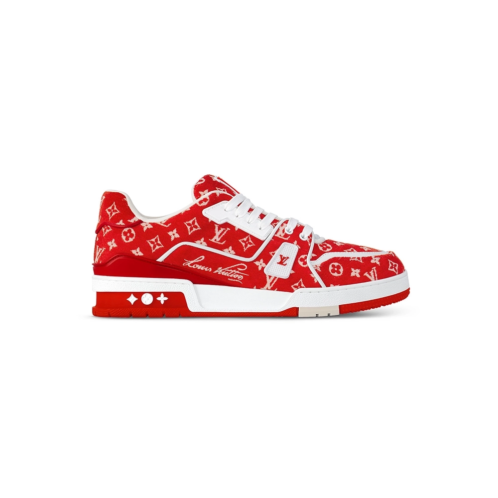 Louis Vuitton Trainer Red Monogram Textile,Louis Vuitton Trainer,LOUIS VUITTON Reps Sneakers,Other Brand Reps Sneakers