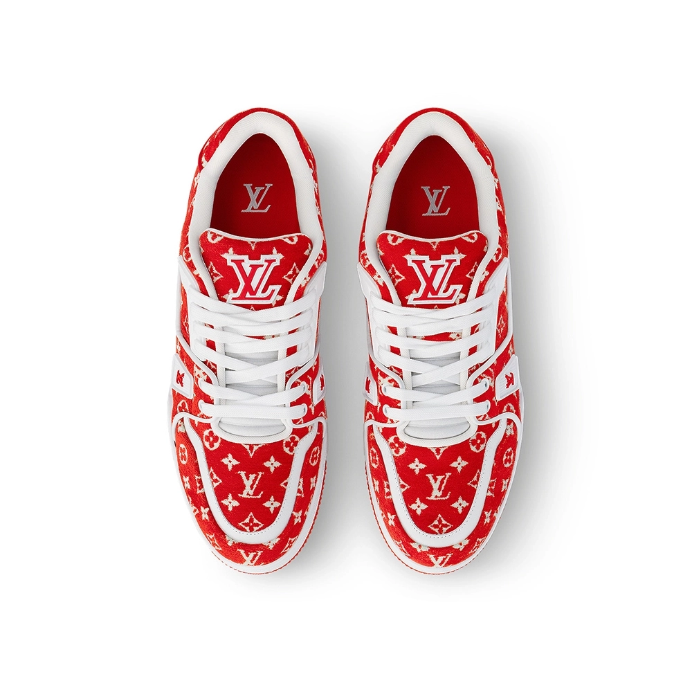 Louis Vuitton Trainer Red Monogram Textile,Louis Vuitton Trainer,LOUIS VUITTON Reps Sneakers,Other Brand Reps Sneakers