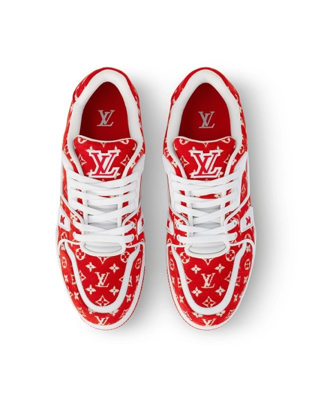 Louis Vuitton Trainer Red Monogram Textile,Louis Vuitton Trainer,LOUIS VUITTON Reps Sneakers,Other Brand Reps Sneakers