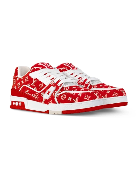 Louis Vuitton Trainer Red Monogram Textile,Louis Vuitton Trainer,LOUIS VUITTON Reps Sneakers,Other Brand Reps Sneakers