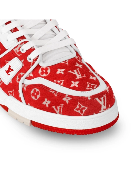 Louis Vuitton Trainer Red Monogram Textile,Louis Vuitton Trainer,LOUIS VUITTON Reps Sneakers,Other Brand Reps Sneakers