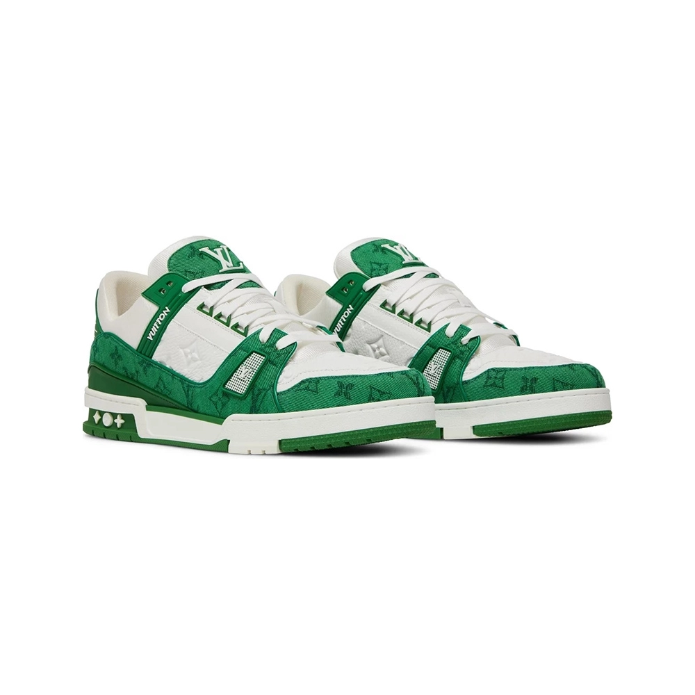 Louis Vuitton Trainer Green Monogram Denim,Louis Vuitton Trainer,LOUIS VUITTON Reps Sneakers,Other Brand Reps Sneakers