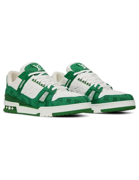 Louis Vuitton Trainer Green Monogram Denim,Louis Vuitton Trainer,LOUIS VUITTON Reps Sneakers,Other Brand Reps Sneakers