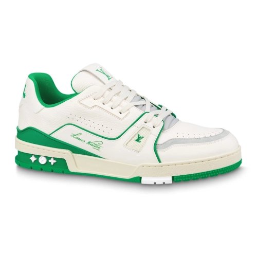 Louis Vuitton Trainer No.54 Signature White Green,Louis Vuitton Trainer,LOUIS VUITTON Reps Sneakers,Other Brand Reps Sneakers