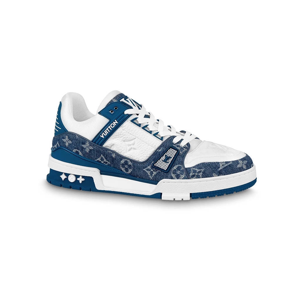 Louis Vuitton Trainer Monogram Denim White Blue,Louis Vuitton Trainer,LOUIS VUITTON Reps Sneakers,Other Brand Reps Sneakers