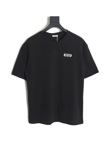 Miu Miu 24SS rhinestone lettering short-sleeved T-shirt,All order with free shipping Miu Miu