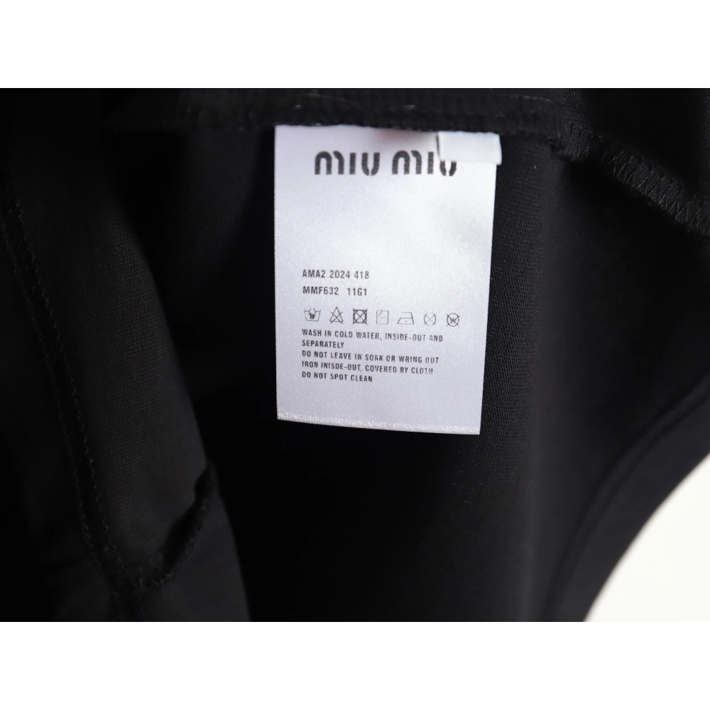 Miu Miu 24SS rhinestone lettering short-sleeved T-shirt,All order with free shipping Miu Miu