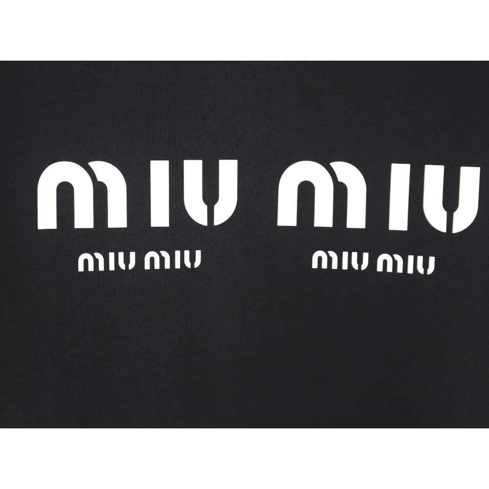 Miu Miu 24SS rhinestone lettering short-sleeved T-shirt,All order with free shipping Miu Miu