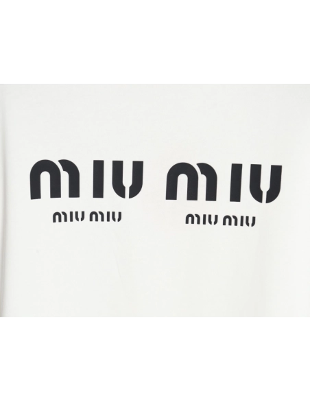 Miu Miu 24SS rhinestone lettering short-sleeved T-shirt,All order with free shipping Miu Miu