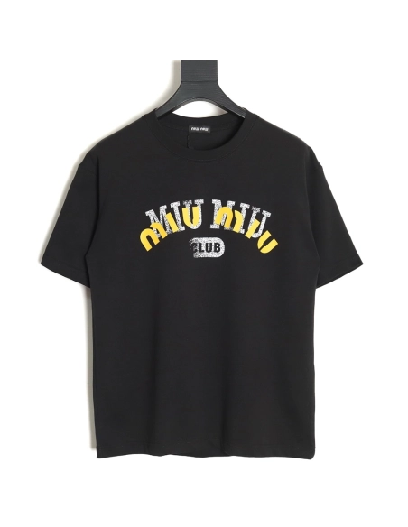 Miu Miu 24SS Blurred Letters Short Sleeve T-Shirt TSK1,All order with free shipping Miu Miu
