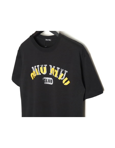 Miu Miu 24SS Blurred Letters Short Sleeve T-Shirt TSK1,All order with free shipping Miu Miu