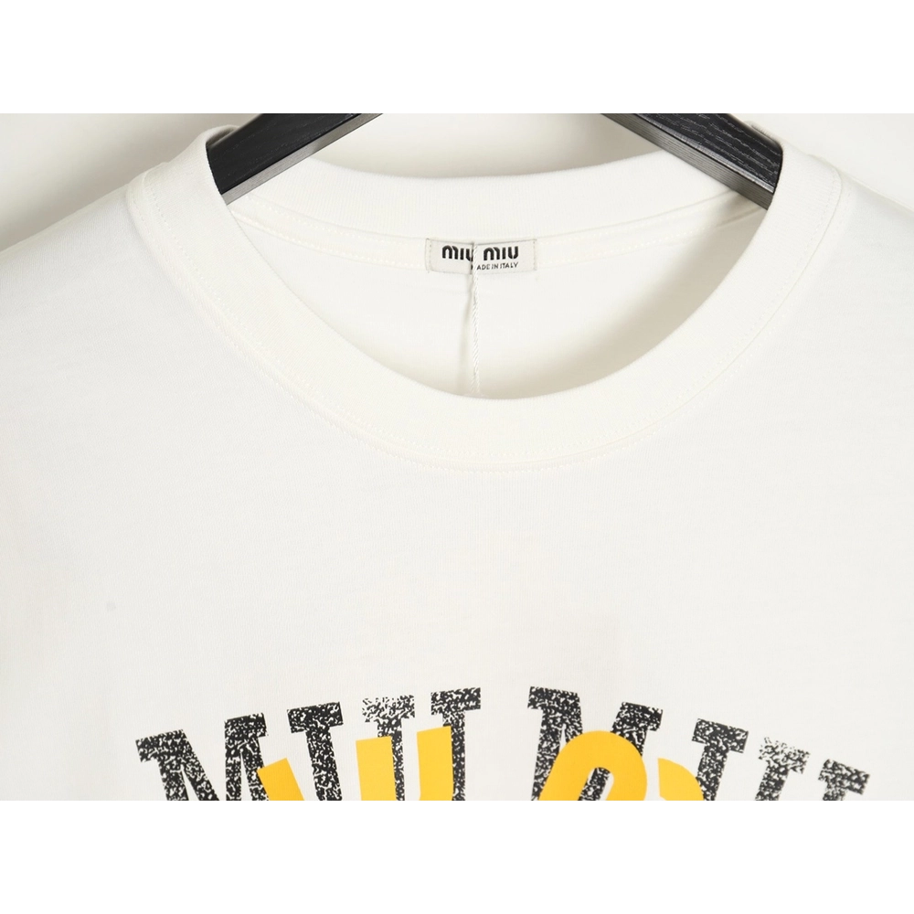 Miu Miu 24SS Blurred Letters Short Sleeve T-Shirt,All order with free shipping Miu Miu