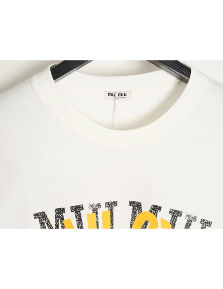 Miu Miu 24SS Blurred Letters Short Sleeve T-Shirt,All order with free shipping Miu Miu