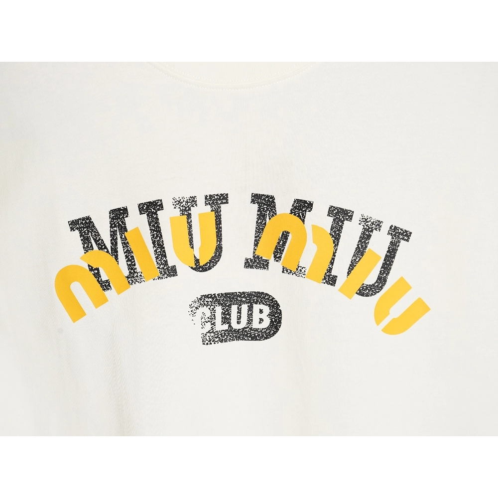 Miu Miu 24SS Blurred Letters Short Sleeve T-Shirt,All order with free shipping Miu Miu