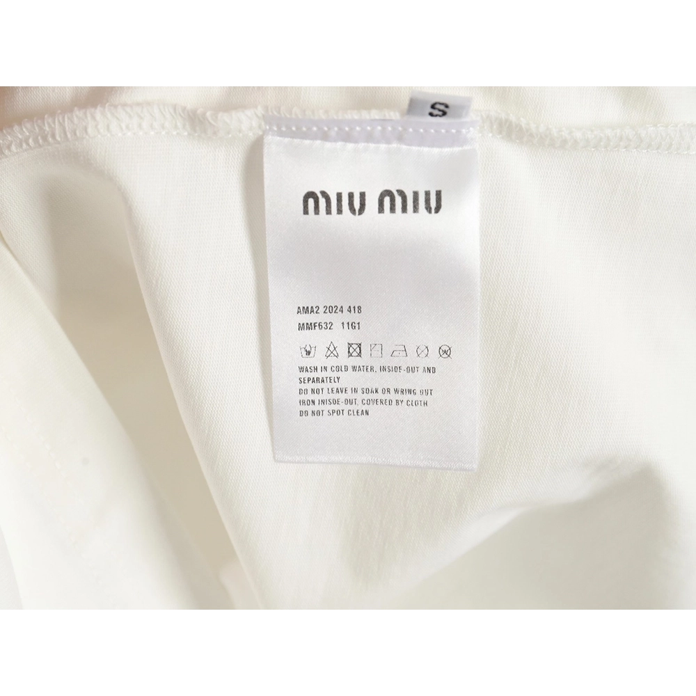 Miu Miu 24SS Blurred Letters Short Sleeve T-Shirt,All order with free shipping Miu Miu