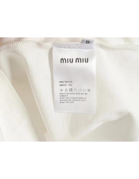 Miu Miu 24SS Blurred Letters Short Sleeve T-Shirt,All order with free shipping Miu Miu