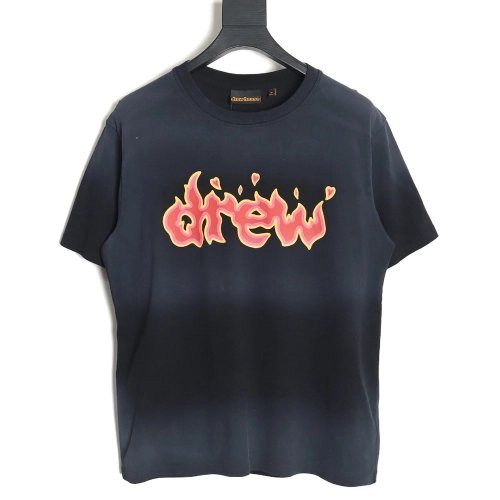 Drew House 23SS flame letter washed short-sleeved T-shirt,All order with free shipping drew house