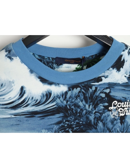 Reps Louis Vuitton 24SS Wave Print Short Sleeve T-Shirt,All order with free shipping Reps Louis Vuitton