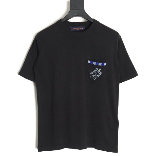 Reps Louis Vuitton 24SS Pocket Beaded Knit Short Sleeve T-Shirt,All order with free shipping Reps Louis Vuitton