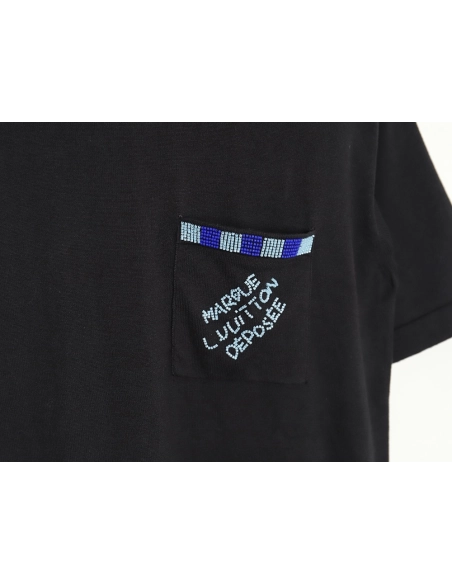 Reps Louis Vuitton 24SS Pocket Beaded Knit Short Sleeve T-Shirt,All order with free shipping Reps Louis Vuitton